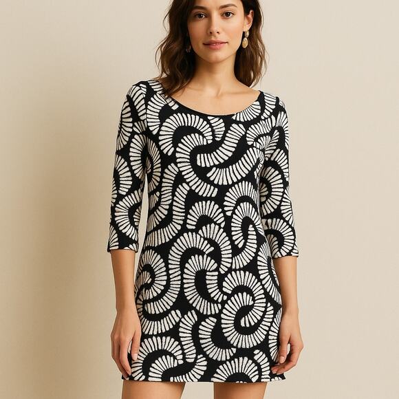 Maeve by Anthropologie Abstract Graphic Print Dress Small Artsy Boho Mod Small - Picture 2 of 8